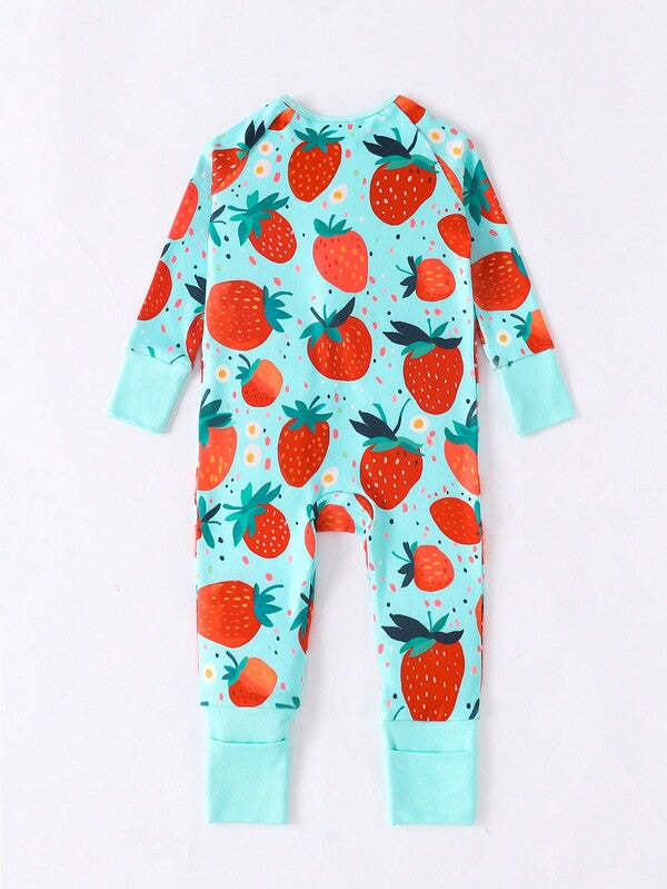 Mameluco de fresas para niña pequeña