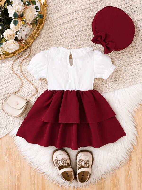 Set de 2 piezas para bebé y niña pequeña, vestido y bohina