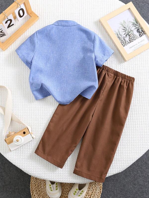 Conjunto de 2 piezas para bebé y niños pequeños, camisa y pantalón