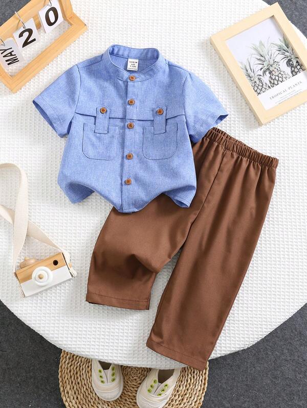 Conjunto de 2 piezas para bebé y niños pequeños, camisa y pantalón