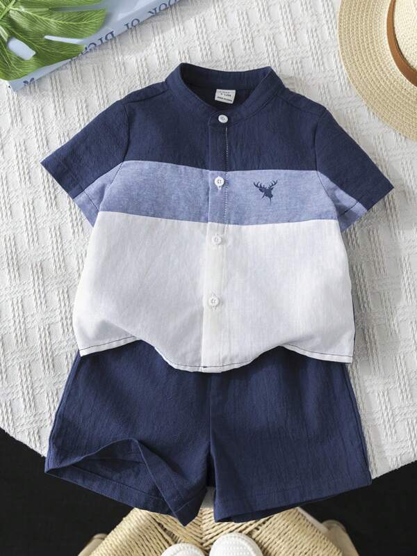 Conjunto de 2 piezas para bebé y niños pequeños, franela y shorts