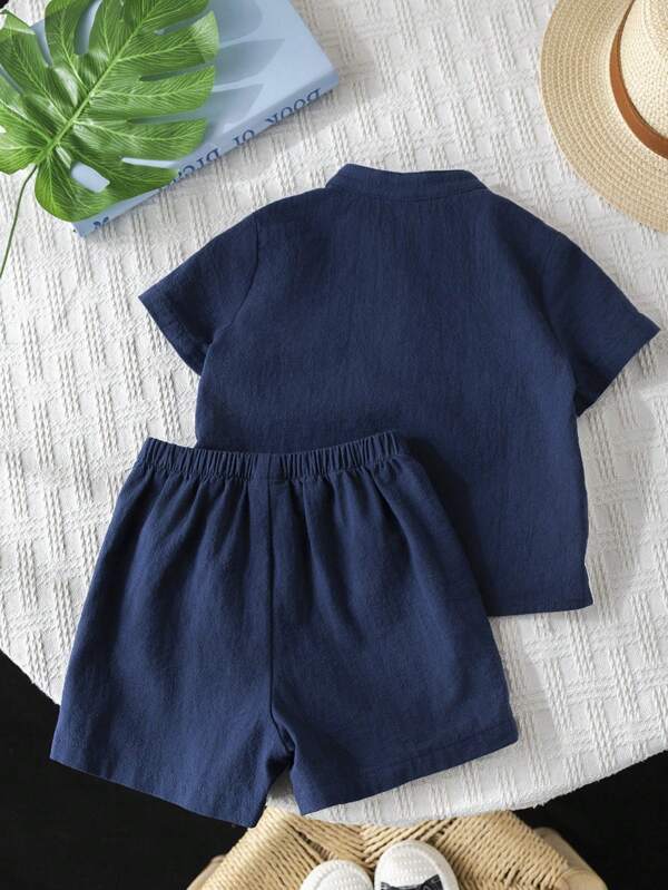 Conjunto de 2 piezas para bebé y niños pequeños, franela y shorts