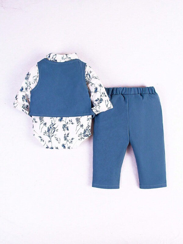 Set de 3 piezas para bebé niño, camisa, chaleco y pantalón