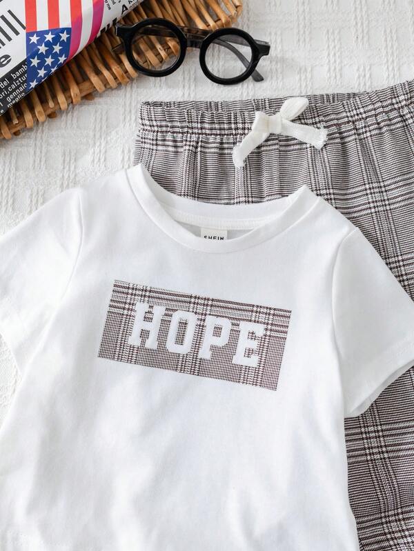 Conjunto de 2 piezas para bebé niño, franela y joggers