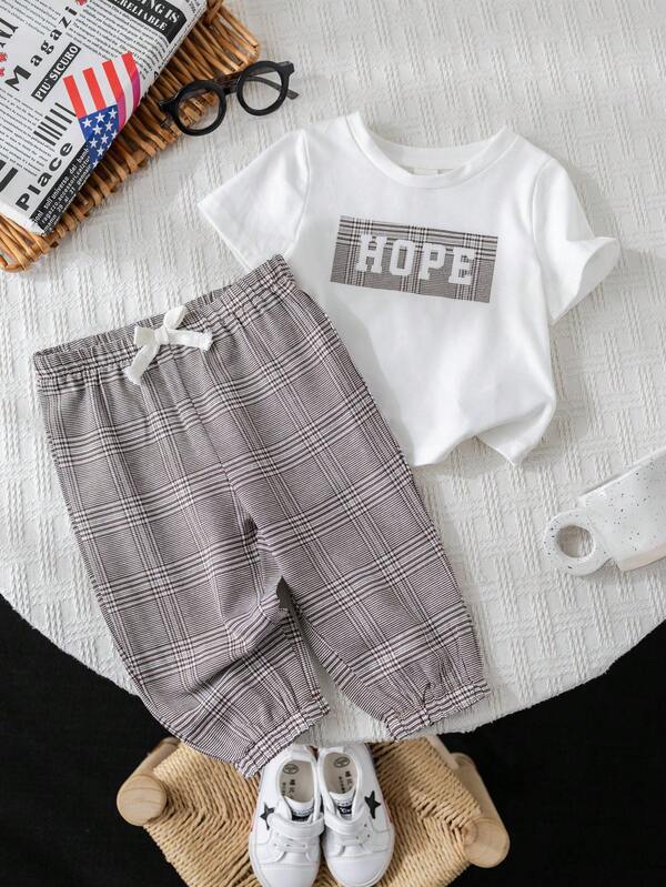 Conjunto de 2 piezas para bebé niño, franela y joggers