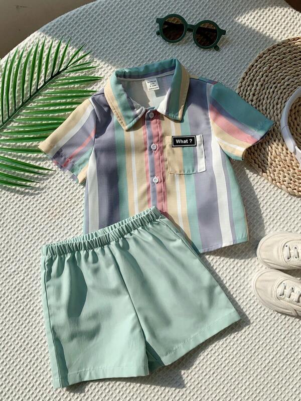 Conjunto de 2 piezas para bebé niños, camisa y shorts