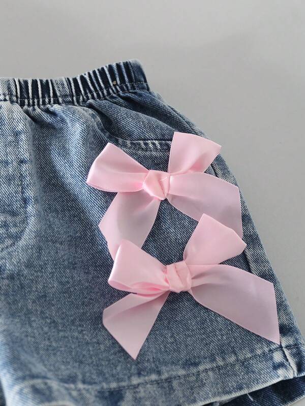 Conjunto de 2 piezas para niñas pequeñas, franela y shorts