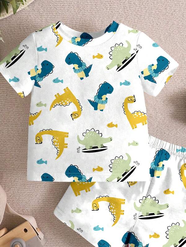 Conjunto de 2 piezas para bebé y niños pequeños, franela y shorts