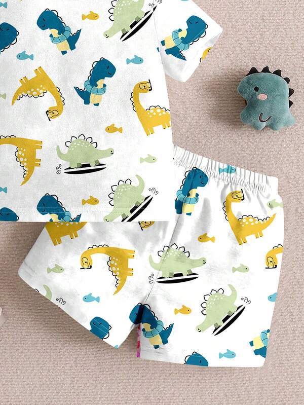 Conjunto de 2 piezas para bebé y niños pequeños, franela y shorts
