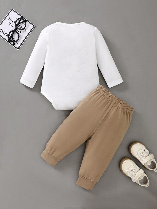Conjunto de 2 piezas para bebé niño, sweater-chaleco y mono