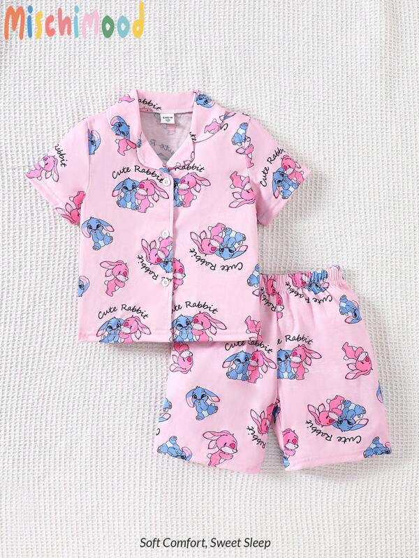 Conjunto de 2 piezas para niñas pequeñas, franela y short