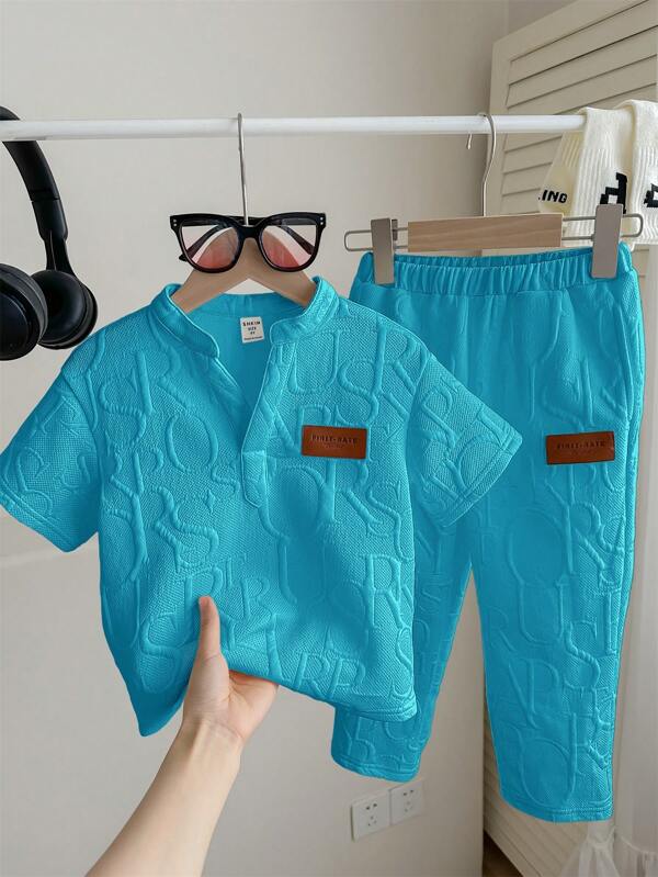 Conjunto de 2 piezas para niños pequeños, franela y mono