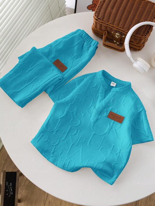 Conjunto de 2 piezas para niños pequeños, franela y mono