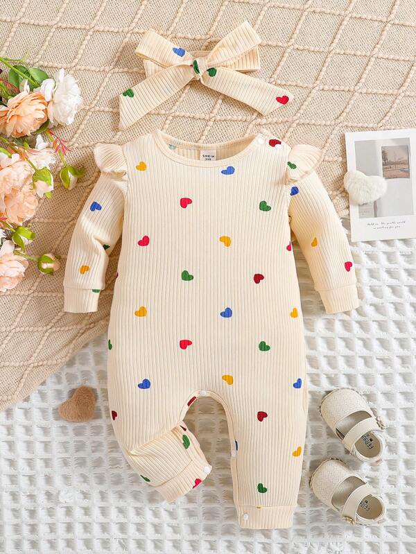 Set de 2 piezas para bebé pequeña, mameluco y lazo