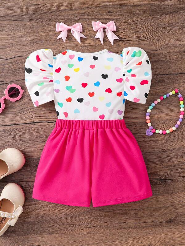 Conjunto de 2 piezas para niñas pequeñas, blusa y falda