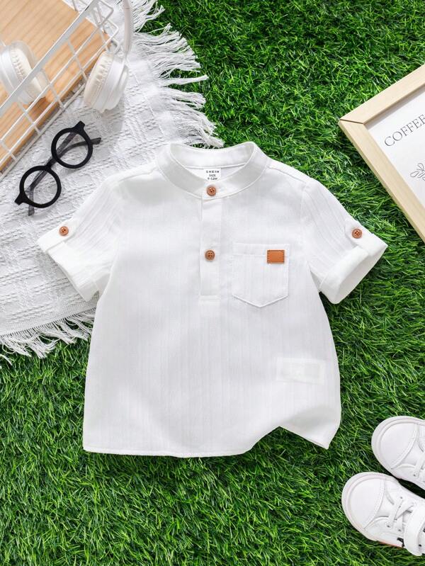 Camisa cuello mao para bebé y niño pequeño