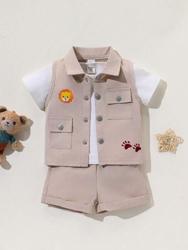Conjunto de 2 piezas para bebé y niños pequeños, camisa y shorts