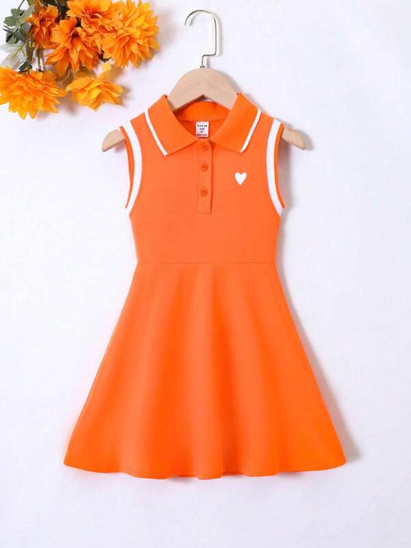 Vestido naranja  para bebé y niñas pequeñas