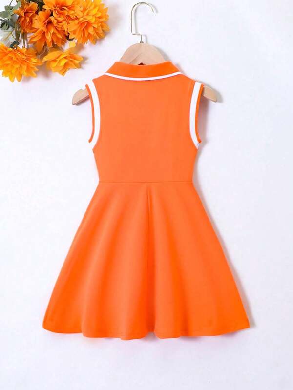 Vestido naranja  para bebé y niñas pequeñas