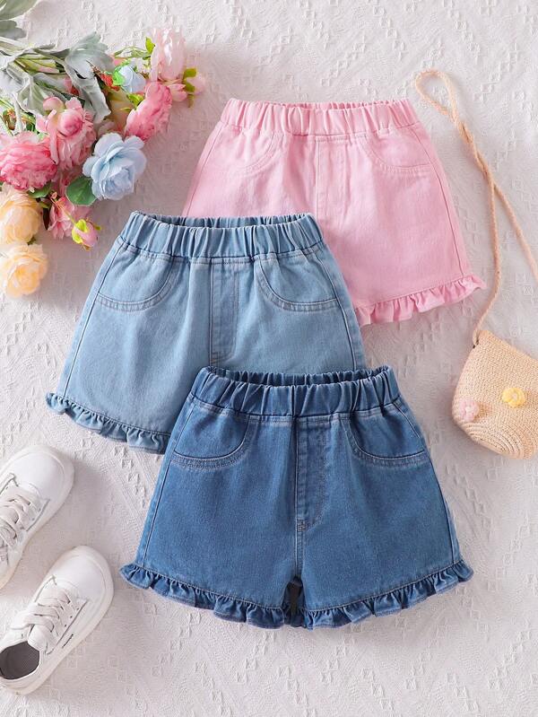 Set de 3 shorts para niñas pequeñas