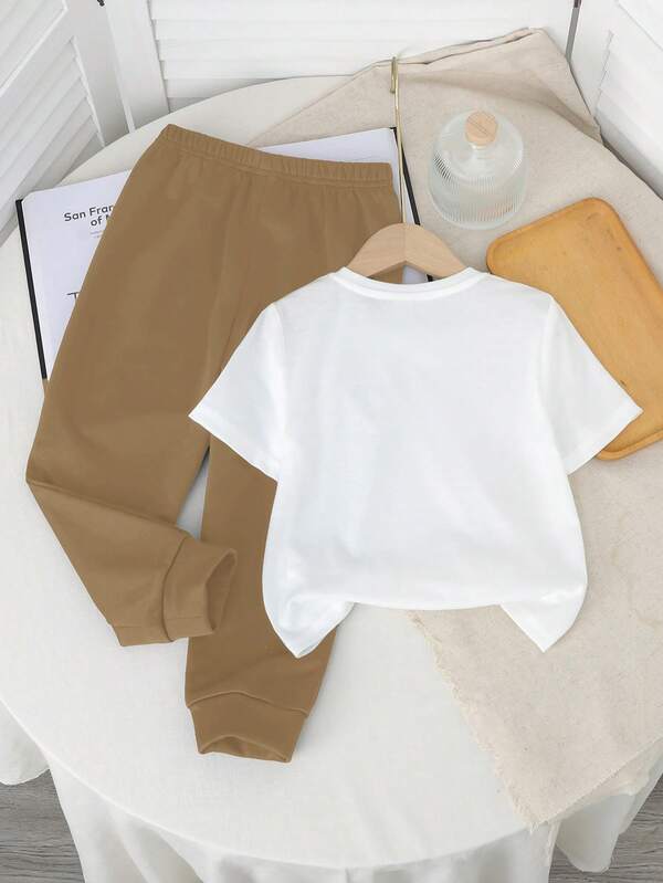 Conjunto de 2 piezas para niños pequeños, franela y joggers