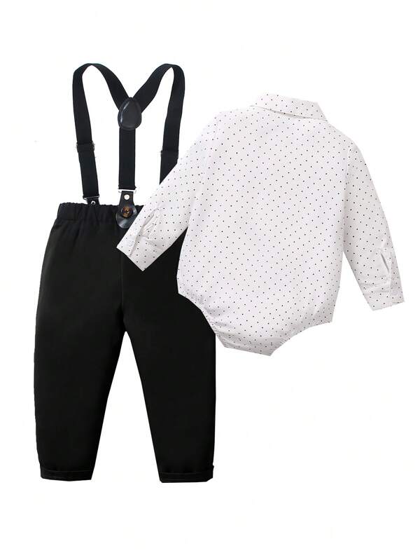 Conjunto de 2 piezas para bebé y niños pequeños, body y pantalón con tirantes