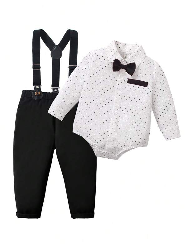 Conjunto de 2 piezas para bebé y niños pequeños, body y pantalón con tirantes