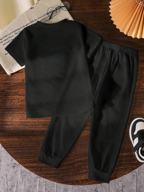 Conjunto de 2 piezas para niñas pequeñas, franela y joggers