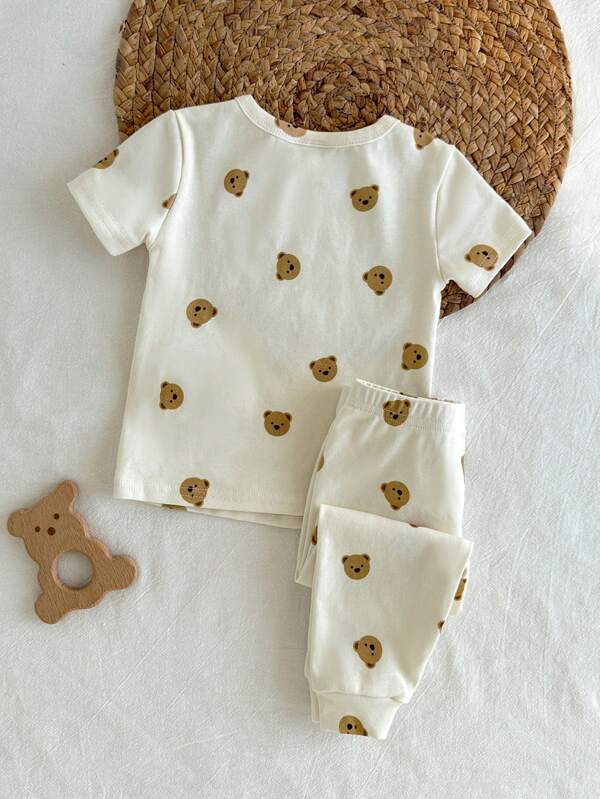 Conjunto de 2 piezas para bebé y niños pequeños, franela y mono