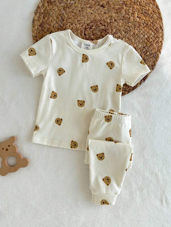Conjunto de 2 piezas para bebé y niños pequeños, franela y mono