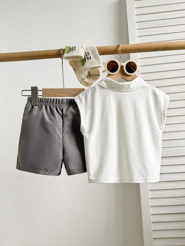Conjunto de 2 piezas para bebé y niños pequeños, franela y shorts