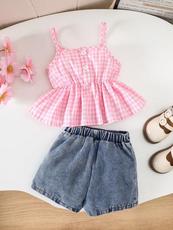Conjunto 2 piezas para bebé y niñas pequeñas, short y top