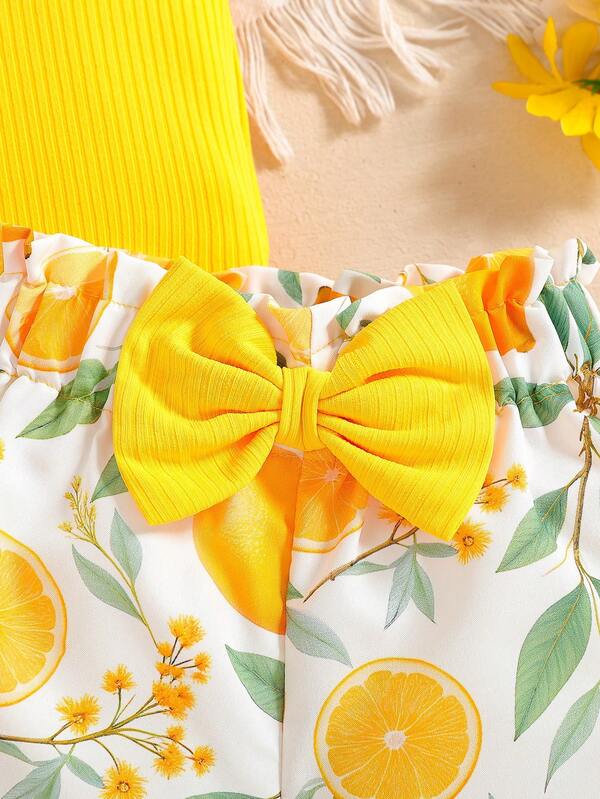 Conjunto de 2 piezas para bebé y niñas pequeñas, blusa y shorts