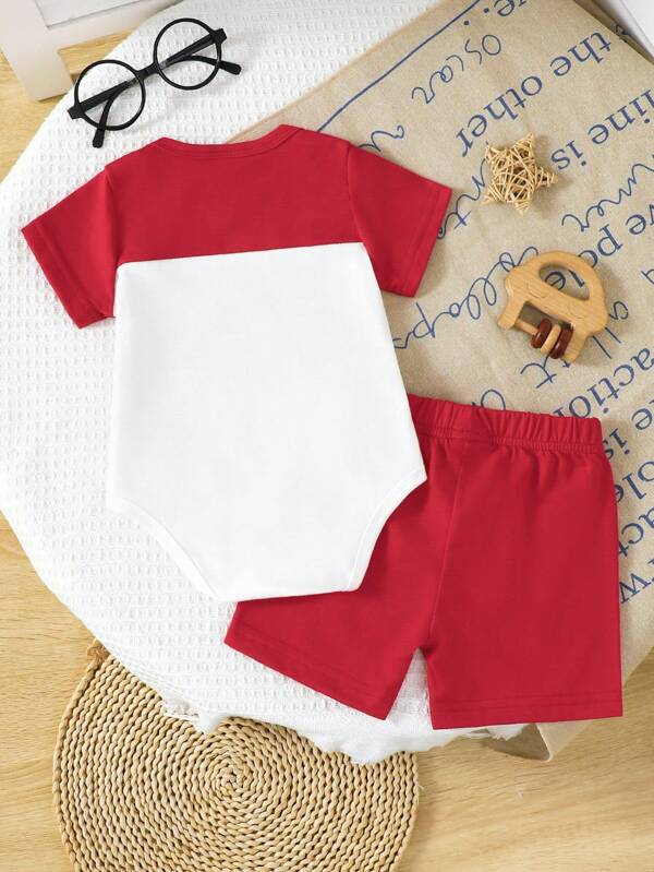 Conjunto de 2 piezas para bebé y niños pequeños, body y shorts