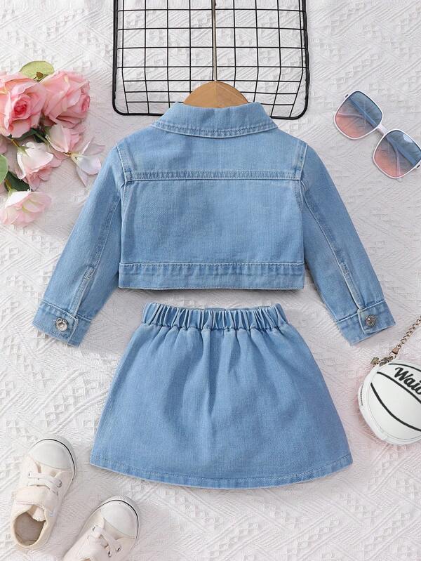 Conjunto de 2 piezas para bebé y niñas pequeñas, chaqueta y falda
