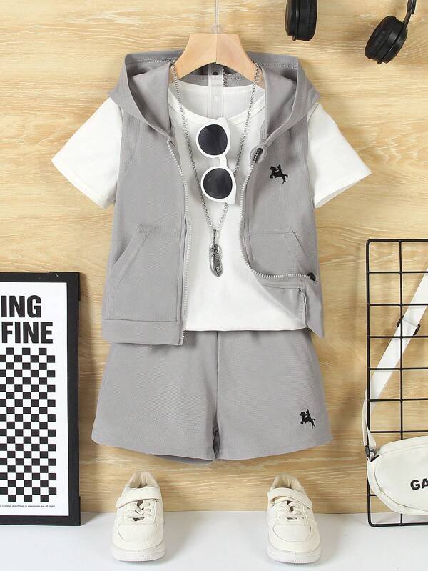 Conjunto de 2 piezas para niños pequeños, chaqueta y shorts