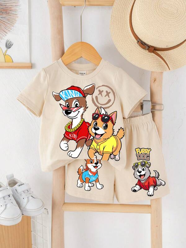 Conjunto de 2 piezas para bebé y niños pequeños, camisa y shorts