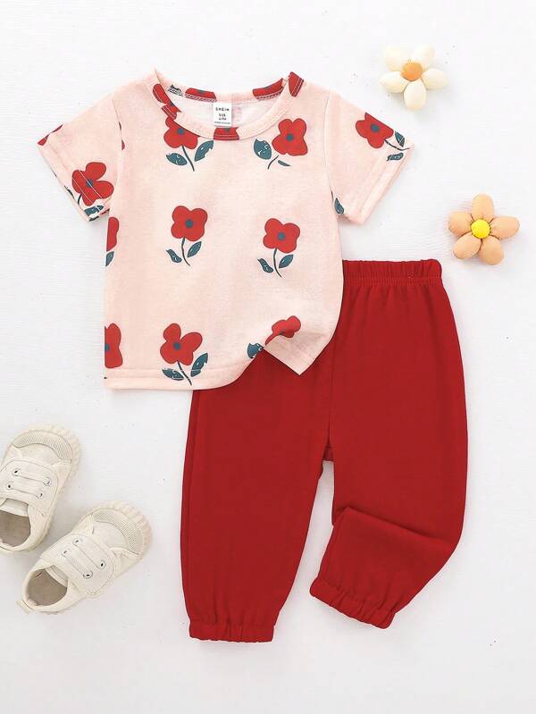 Conjunto de 2 piezas para bebé y niñas pequeñas, franela y joggers