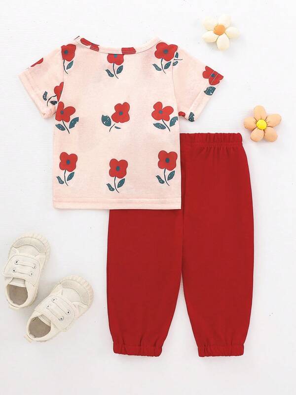 Conjunto de 2 piezas para bebé y niñas pequeñas, franela y joggers