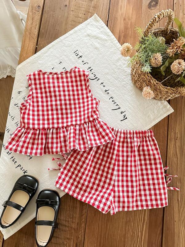 Conjunto de 2 piezas para bebé y niñas pequeñas, top y short