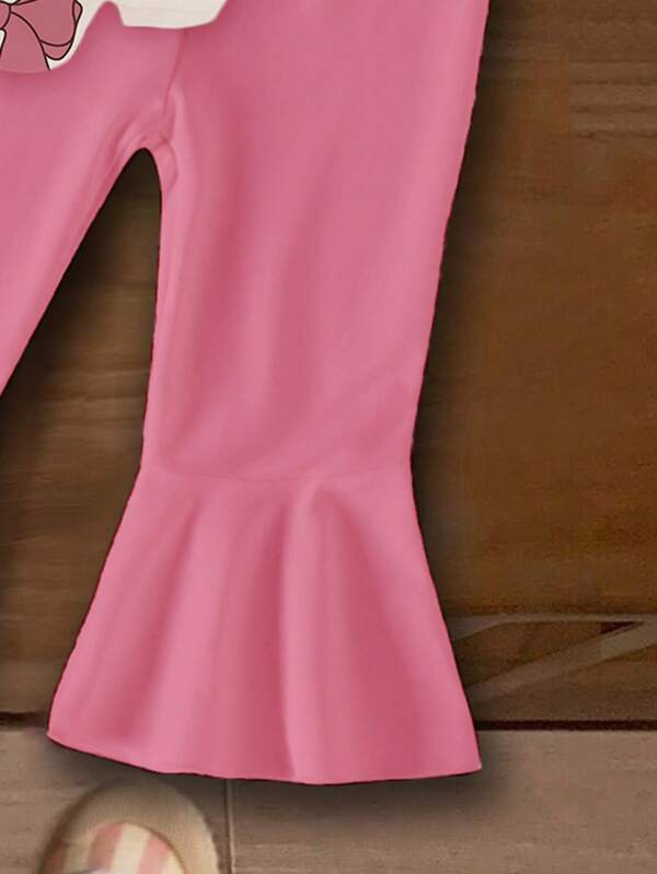 Conjunto de 2 piezas para bebé y niñas pequeñas, blusa y pantalón acampanado