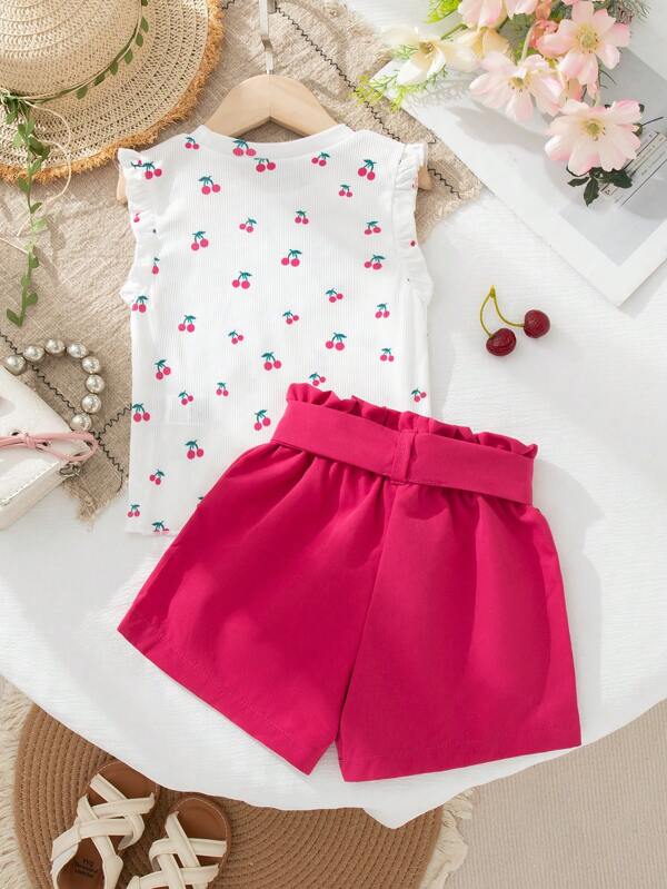 Conjunto de 2 piezas para bebé y niñas pequeñas, blusa y shorts
