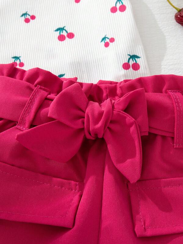 Conjunto de 2 piezas para bebé y niñas pequeñas, blusa y shorts