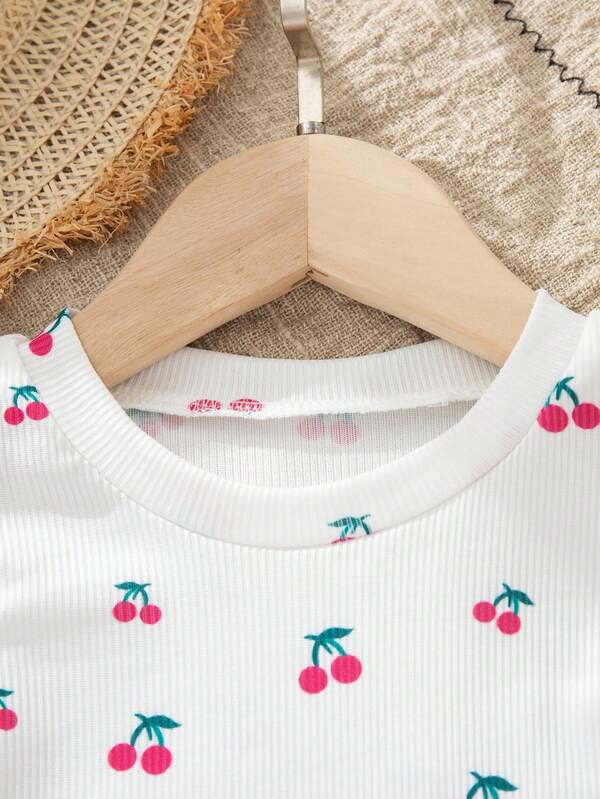 Conjunto de 2 piezas para bebé y niñas pequeñas, blusa y shorts