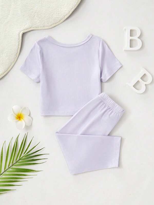 Conjunto de 2 piezas para niñas pequeñas, franela y pantalones