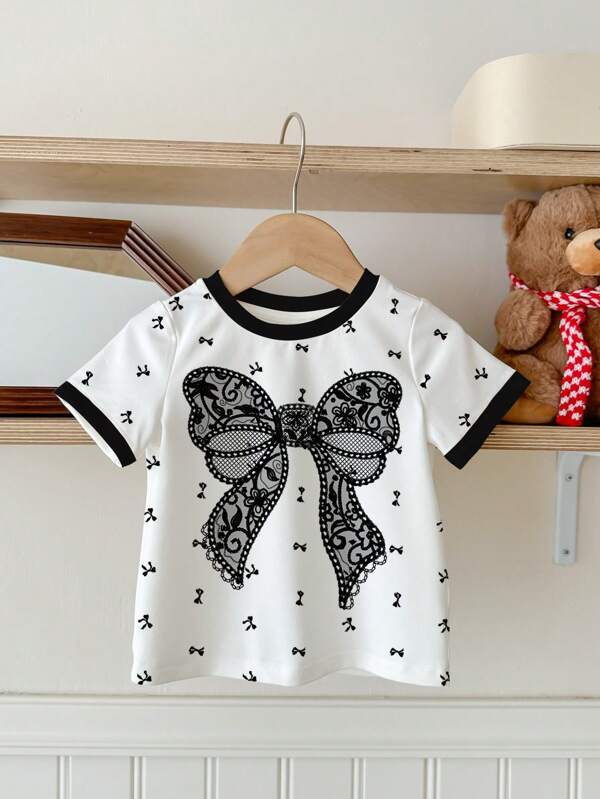 Blusa de lazo para bebé y niñas pequeñas