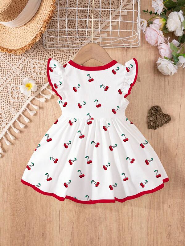 Vestido para bebé y niñas pequeñas con estampado cerezas