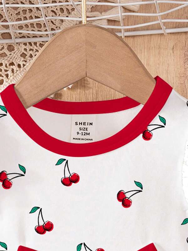 Vestido para bebé y niñas pequeñas con estampado cerezas