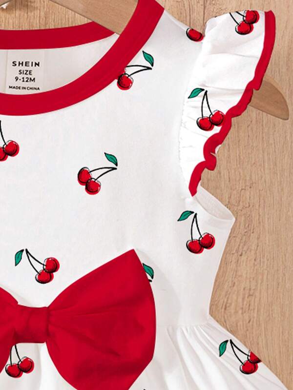 Vestido para bebé y niñas pequeñas con estampado cerezas