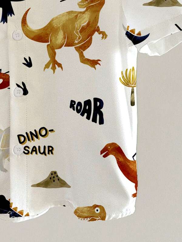 Camisa de dinosaurio con botones para bebé y niño pequeño